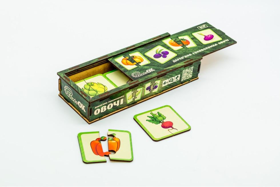 Сортер-пазл дерев'яний дитячий розвиваючий PuzzleOK Овочі 40 деталей - фото 3 Сортер-пазл дерев'яний дитячий розвиваючий PuzzleOK Овочі 40 деталей - фото 3