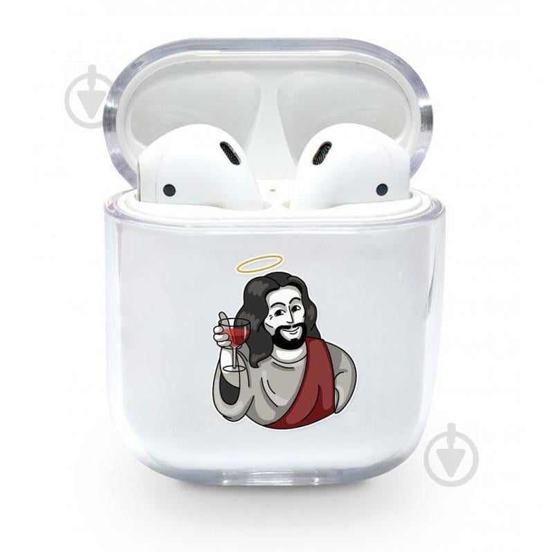 Прозрачный силиконовый чехол Apple AirPods с рисунком - Jesus (KAP1171)