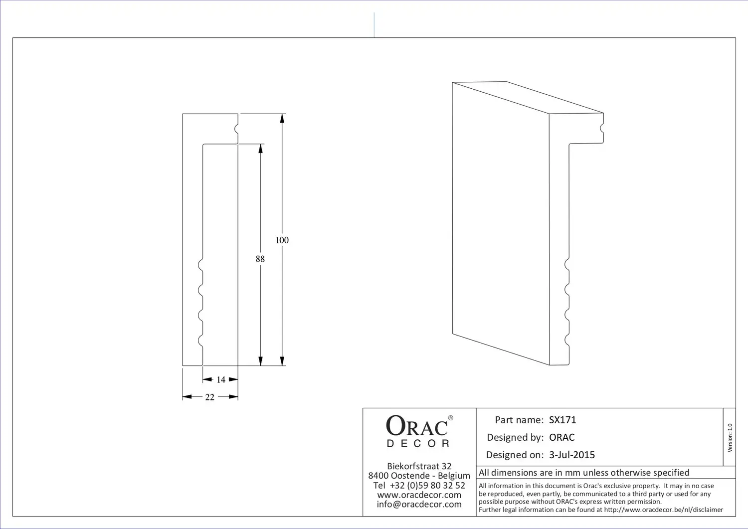 Плінтус Orac Dеcor грунтований 2000x22x100 мм (SX171) - фото 2