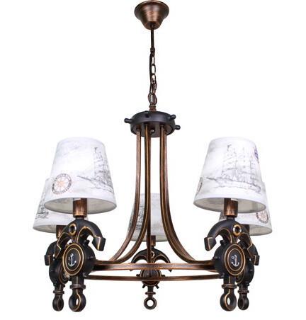 Люстра Sirius на пять текстильных плафонов под лампу Е14 Бронзовый (YG 18194-5P)