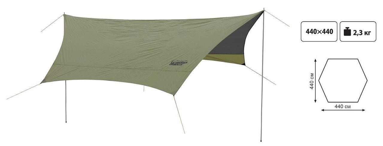 Тент туристический со стойками Tramp Lite Tent Зеленый (UTLT-034) - фото 4