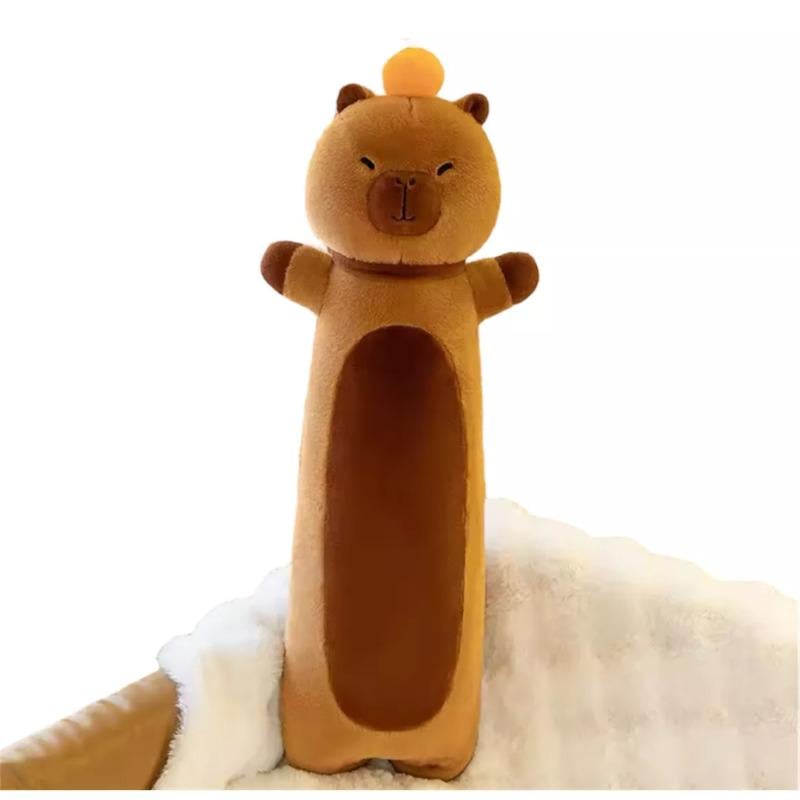 Игрушка мягкая-подушка плюшевая Капибара Батон с мандаринкой 110 см Коричневый (MP26-22)