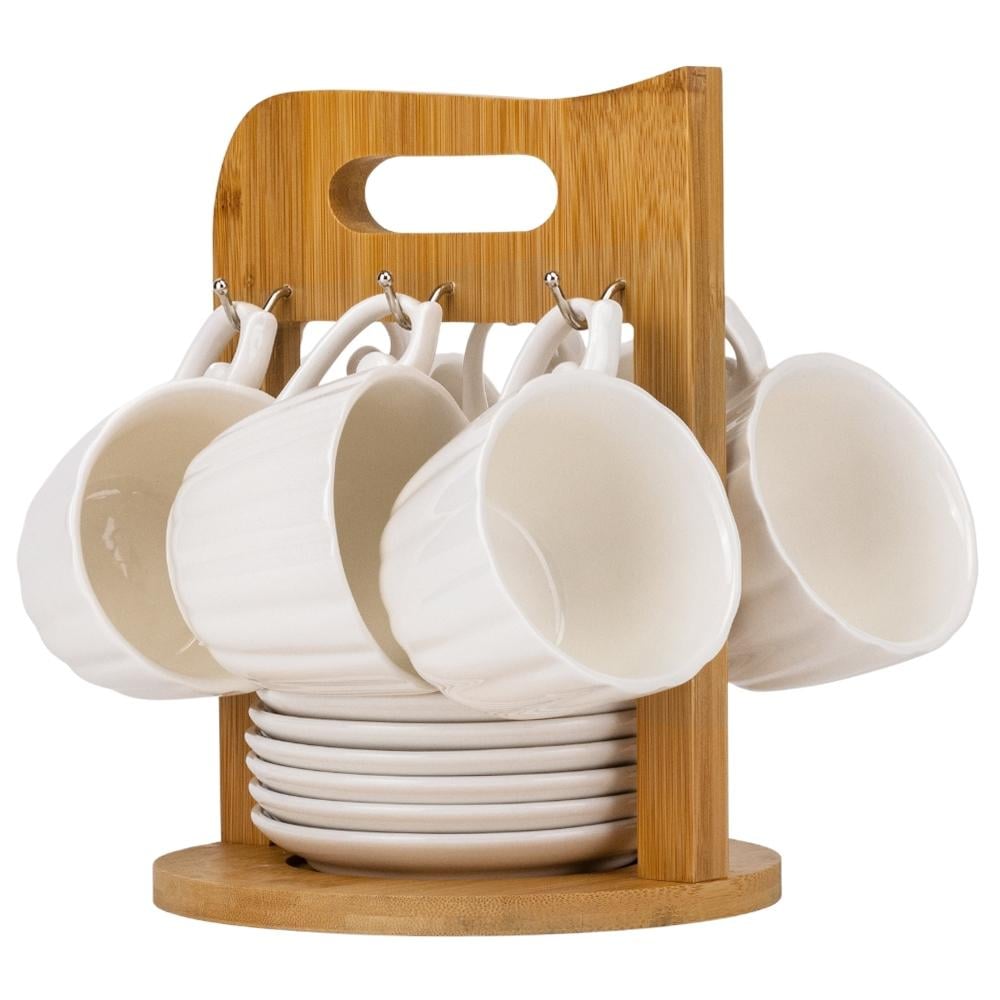 Набор кружок Elisey Баланс с бамбуковой подставкой 21,5 см 170 мл Белый (99-81-9184-008)