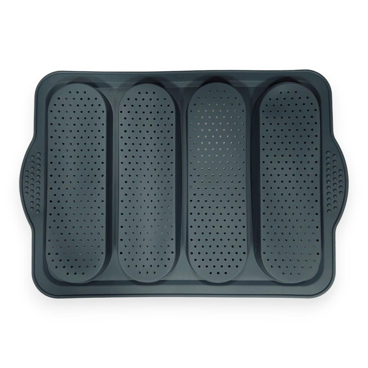Форма для випікання багетів LuxShine G123 Mini Baguette 4в1 перфорована силіконова Сірий (205292-сір) - фото 4 Форма для випікання багетів LuxShine G123 Mini Baguette 4в1 перфорована силіконова Сірий (205292-сір) - фото 4