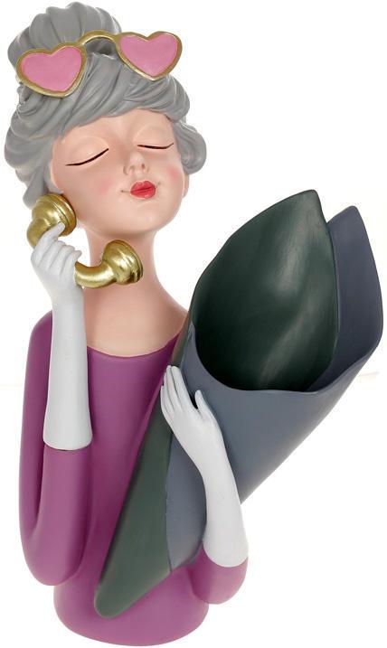 Ваза декоративная модница 13х25х38 см Пурпурный с серым