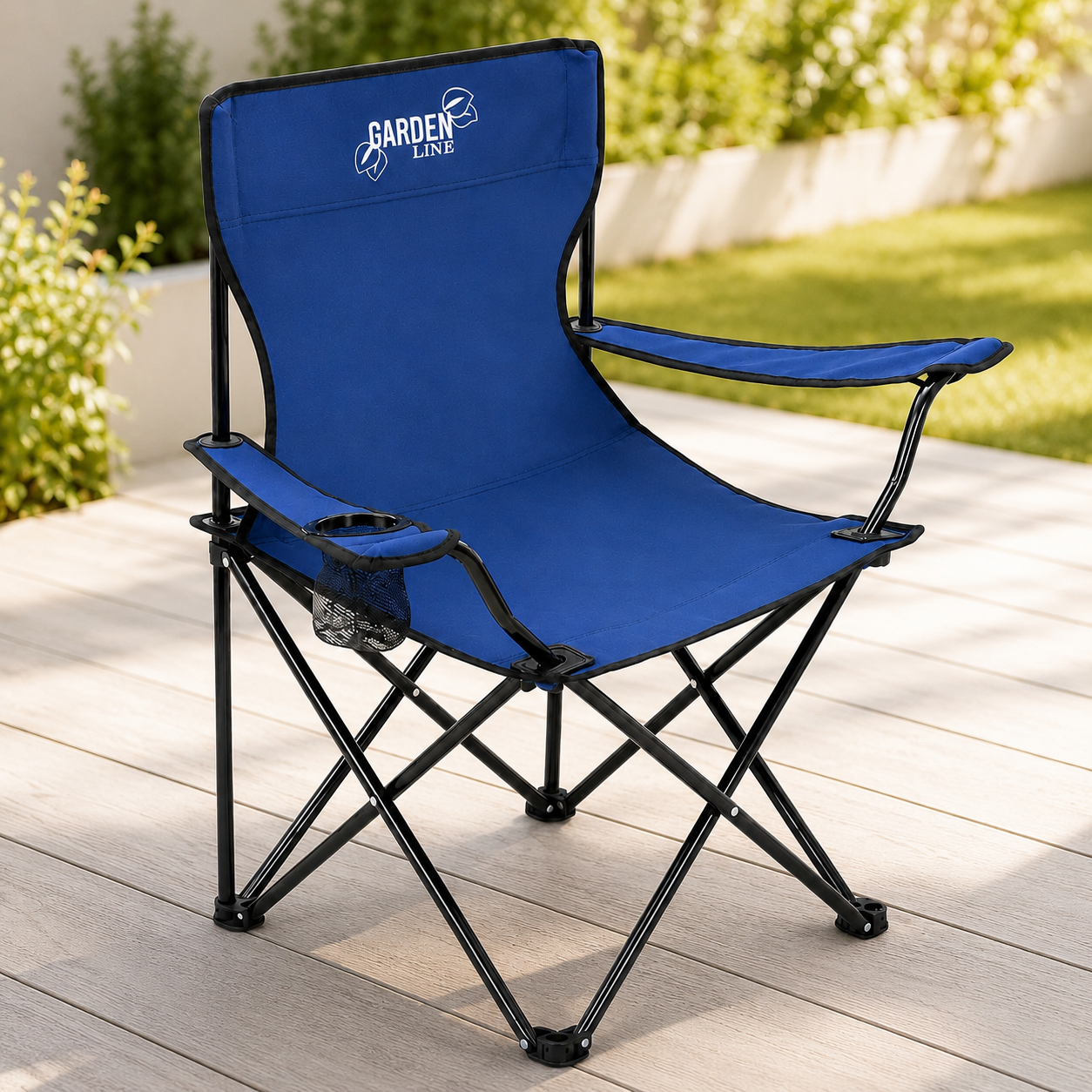 Кресло туристическое сложное GardenLine LEZ7150 Паук 50x50x80 см раскладное для рыбалки и отдыха с подлокотниками Синий