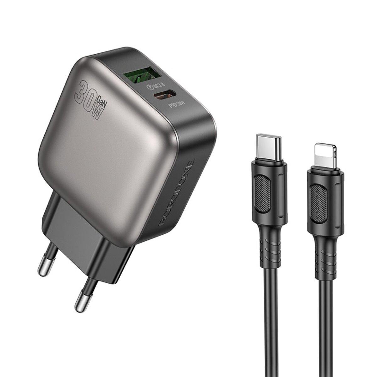 Зарядное устройство Borofone BAS55A Absolute PD30W+QC3.0 charger set Type-C to Lightning cable EU Black (6941991116247) Зарядное устройство Borofone BAS55A Absolute PD30W+QC3.0 charger set Type-C to Lightning cable EU Black (6941991116247)