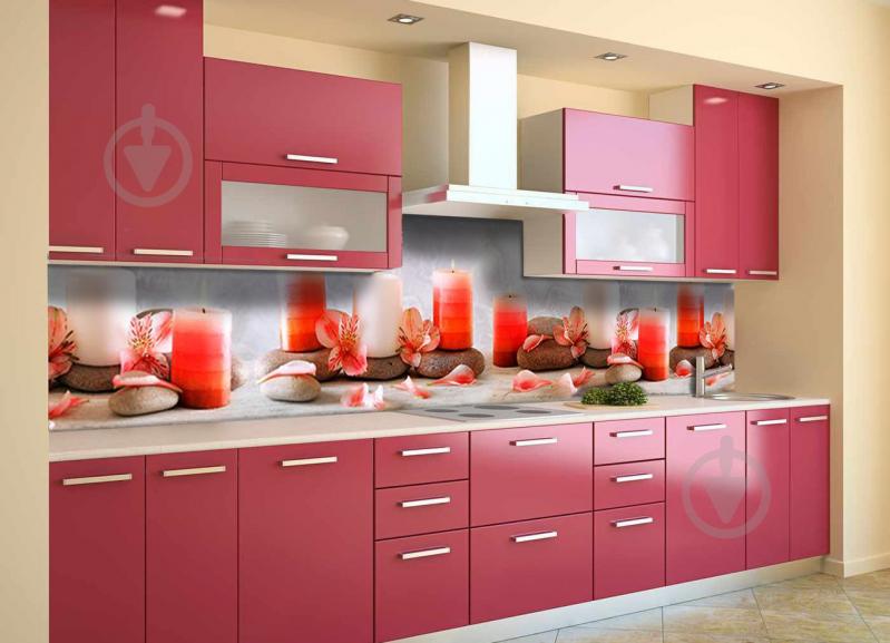 Скинали на кухню Zatarga «Нежные свечи и цветы» 650х2500 мм виниловая 3Д наклейка кухонный фартук Z180396/1