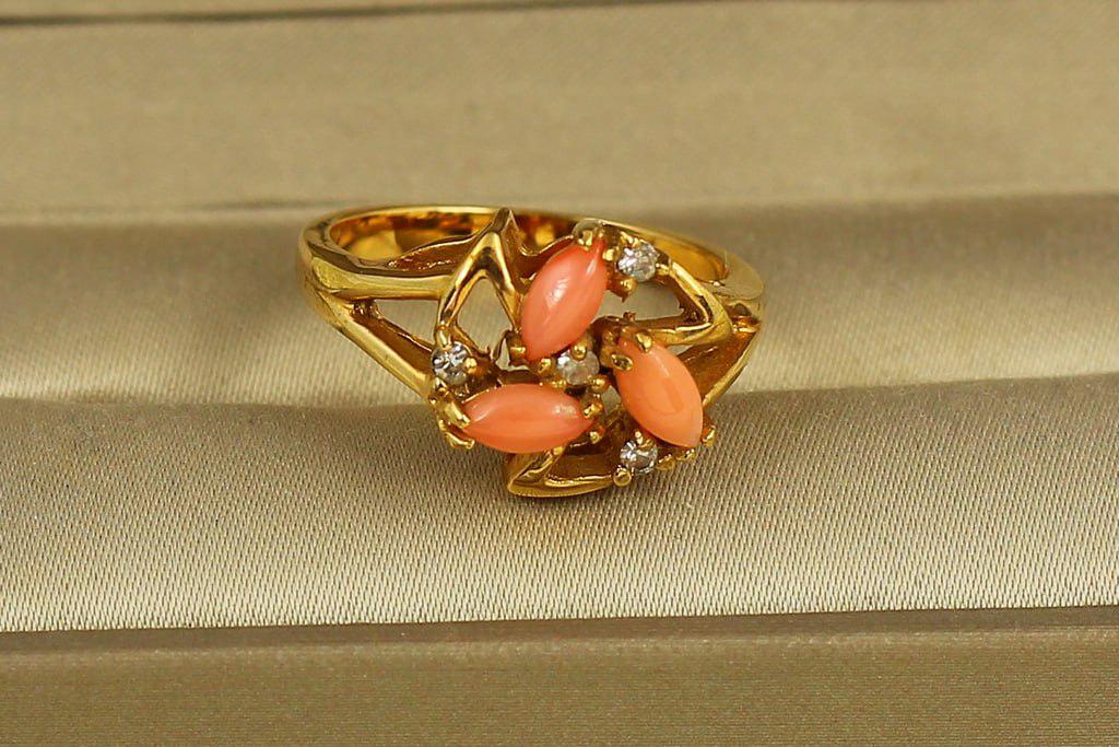 Кольцо Звезда коралл р. 20 Золотистый (29074525)