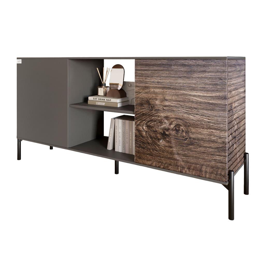 Комод відкритий Lion Грей на чорних металевих ніжках Антрацит/Дерево (000-000-2164) - фото 2 Комод відкритий Lion Грей на чорних металевих ніжках Антрацит/Дерево (000-000-2164) - фото 2