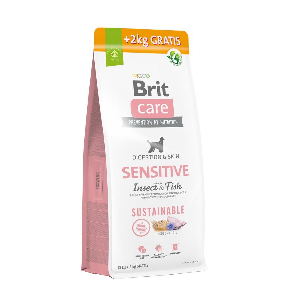 Корм сухой Brit Care Dog Sustainable Sensitive для взрослых собак всех пород с чувствительным пищеварением с насекомыми и рыбой 12+2 8595602565757