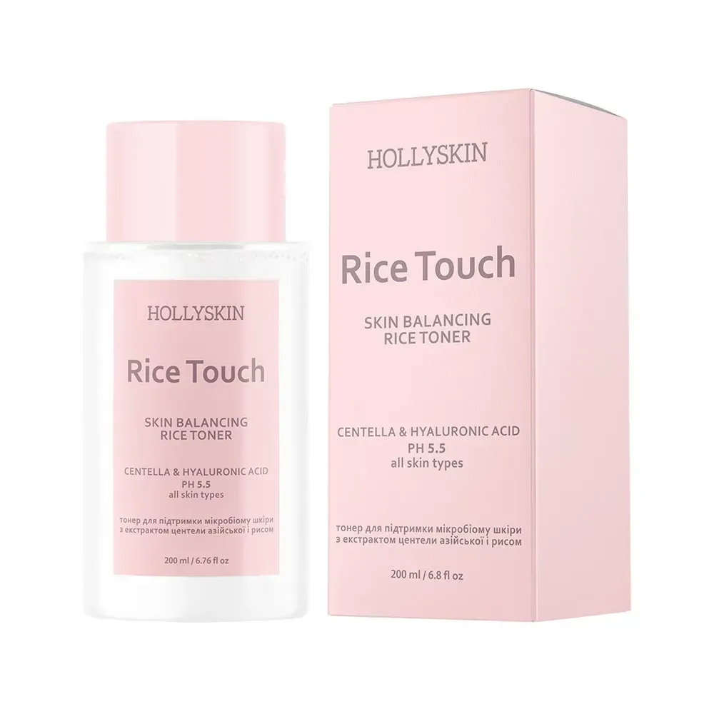 Тонер для підтримки мікробіому шкіри Rice Touch HOLLYSKIN з екстрактом центели азійської і рисом 200 мл (0299h)