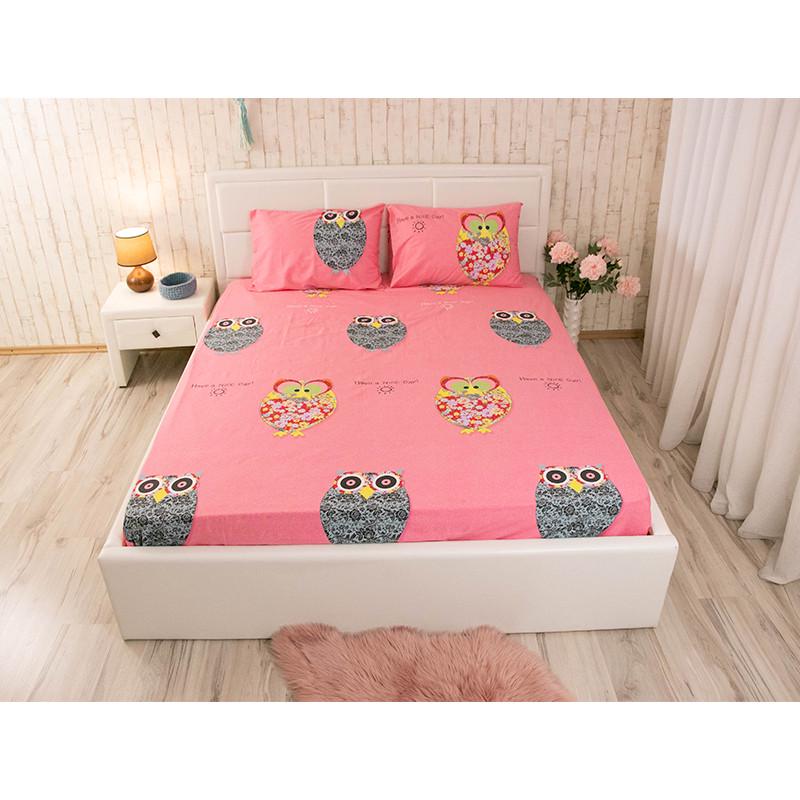 Простирадло Руно Owl сатин 143x215 см Рожевий (28092551)