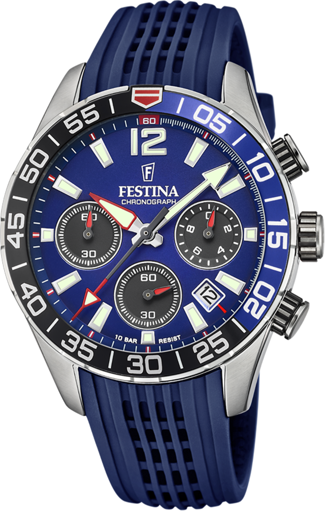 Наручные часы мужские Festina F20517/1 Chrono Sport со стальным корпусом WR 100 м и синим циферблатом