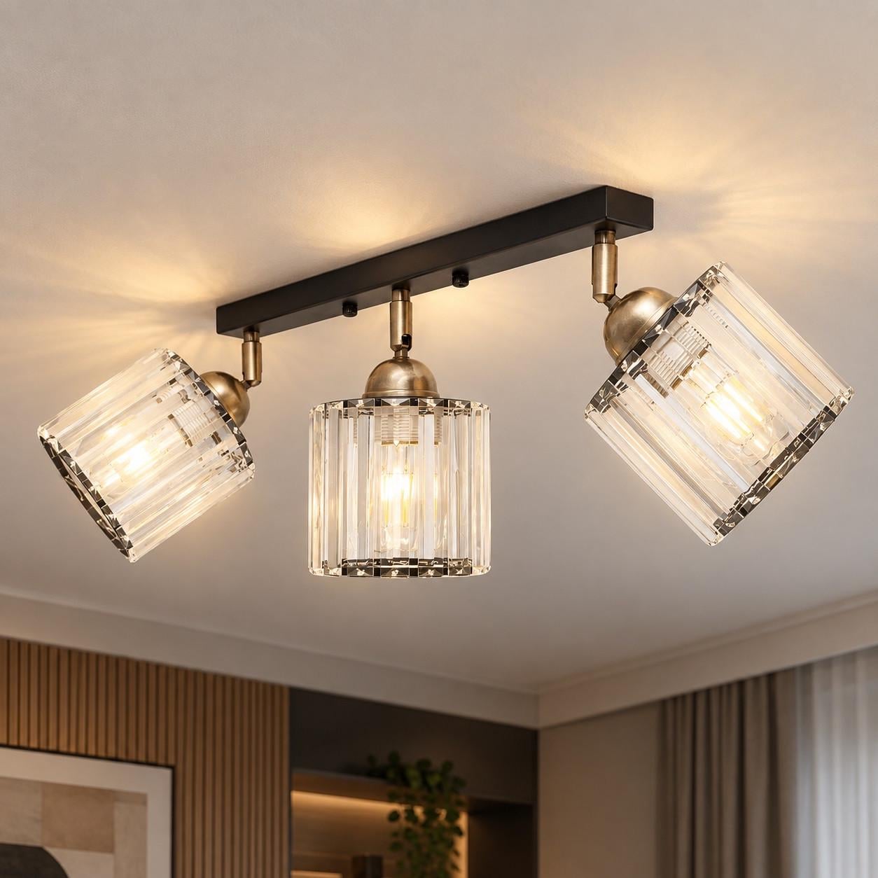 Светильник-спот потолочный MSK ELECTRIC Brillante с поворотными плафонами под хрусталь на три лампы Е27 Черный (NL 121251-3 BK)