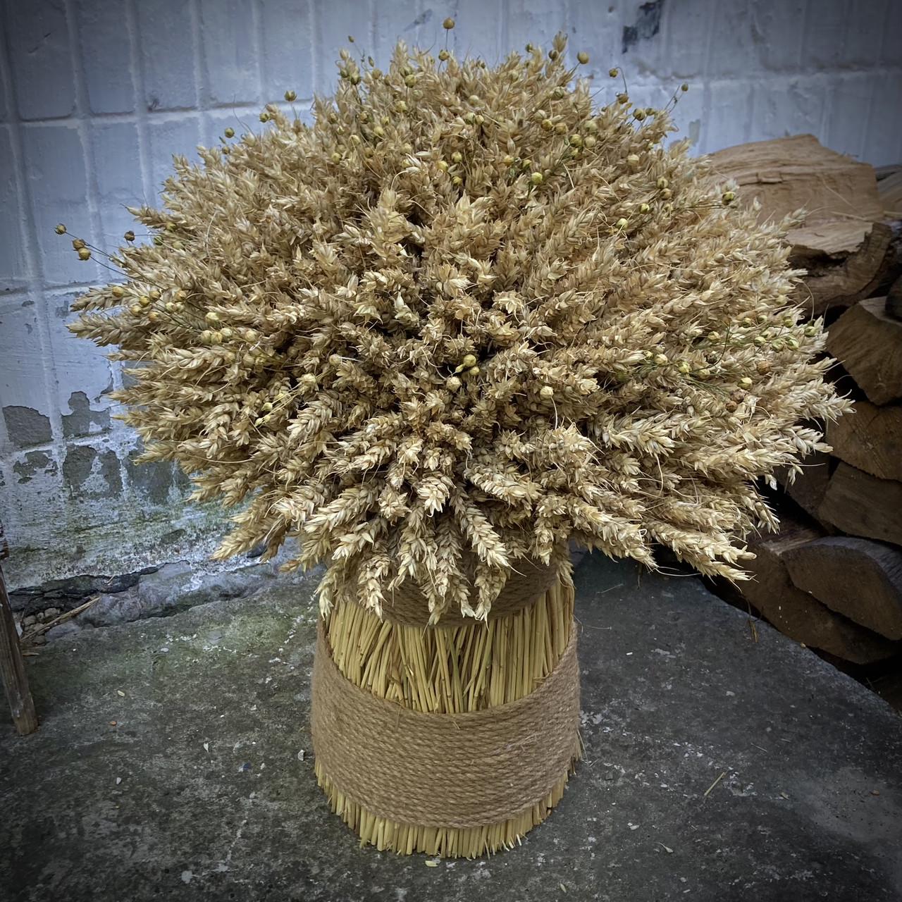 Рождественский дидух из пшеничных колосьев и льна 50 см (1971791275) - фото 2 Рождественский дидух из пшеничных колосьев и льна 50 см (1971791275) - фото 2