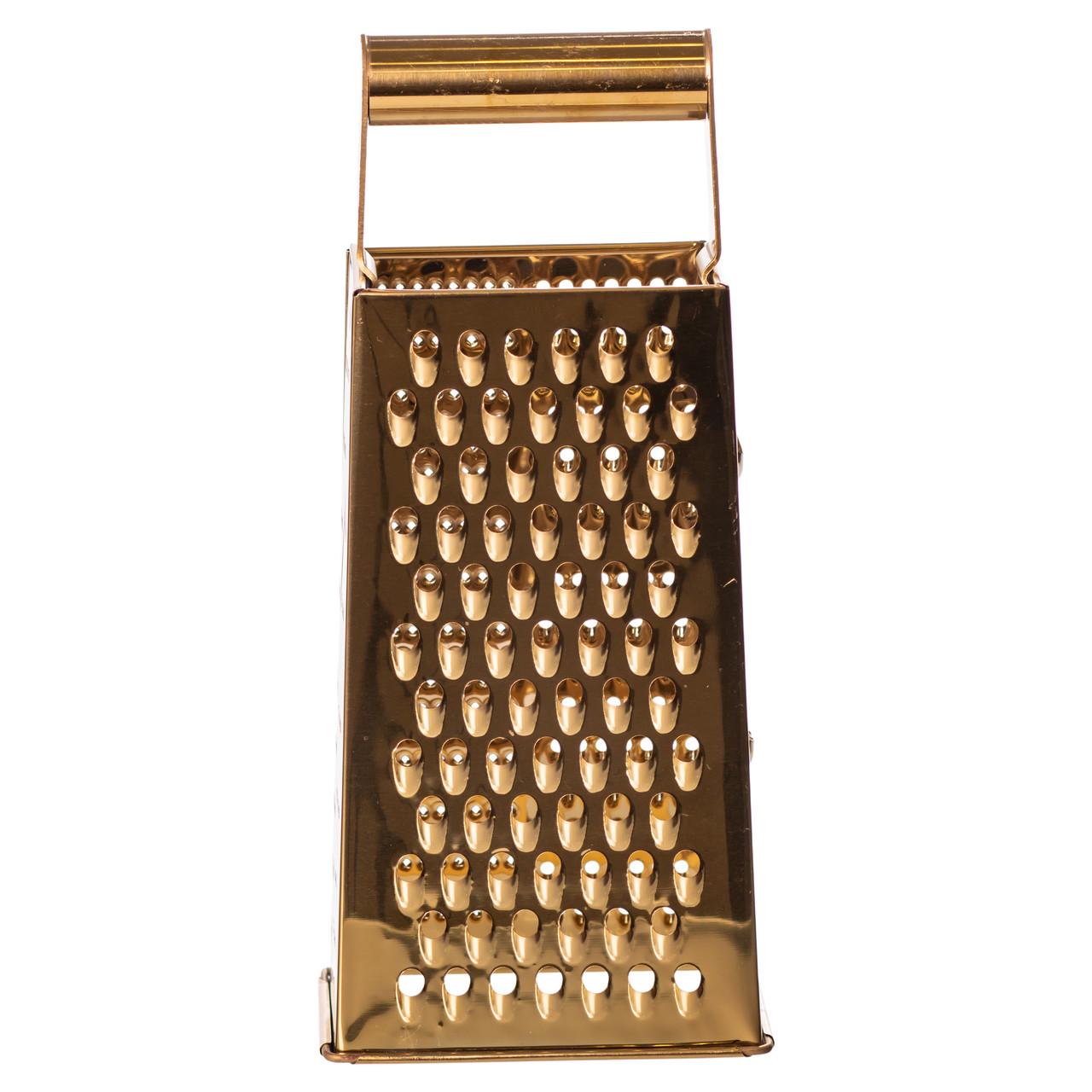 Терка ручная четырехсторонняя кухонная из нержавейки 11x8x24 см Золотистый (HP-8-12) - фото 2 Терка ручная четырехсторонняя кухонная из нержавейки 11x8x24 см Золотистый (HP-8-12) - фото 2