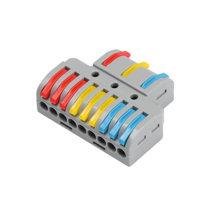 Клема розгалужувальна Tactix 0,08-4 мм2 35А 1-3+1-3+1-3 одинарна 40х48,5х14,5 мм кріплення 3,1 мм Різнокольоровий (LT-933)