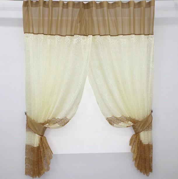 Комплект штор на кухню/балкон сетка 300х170 см Карамельный/Золотистый (00к 59-557)