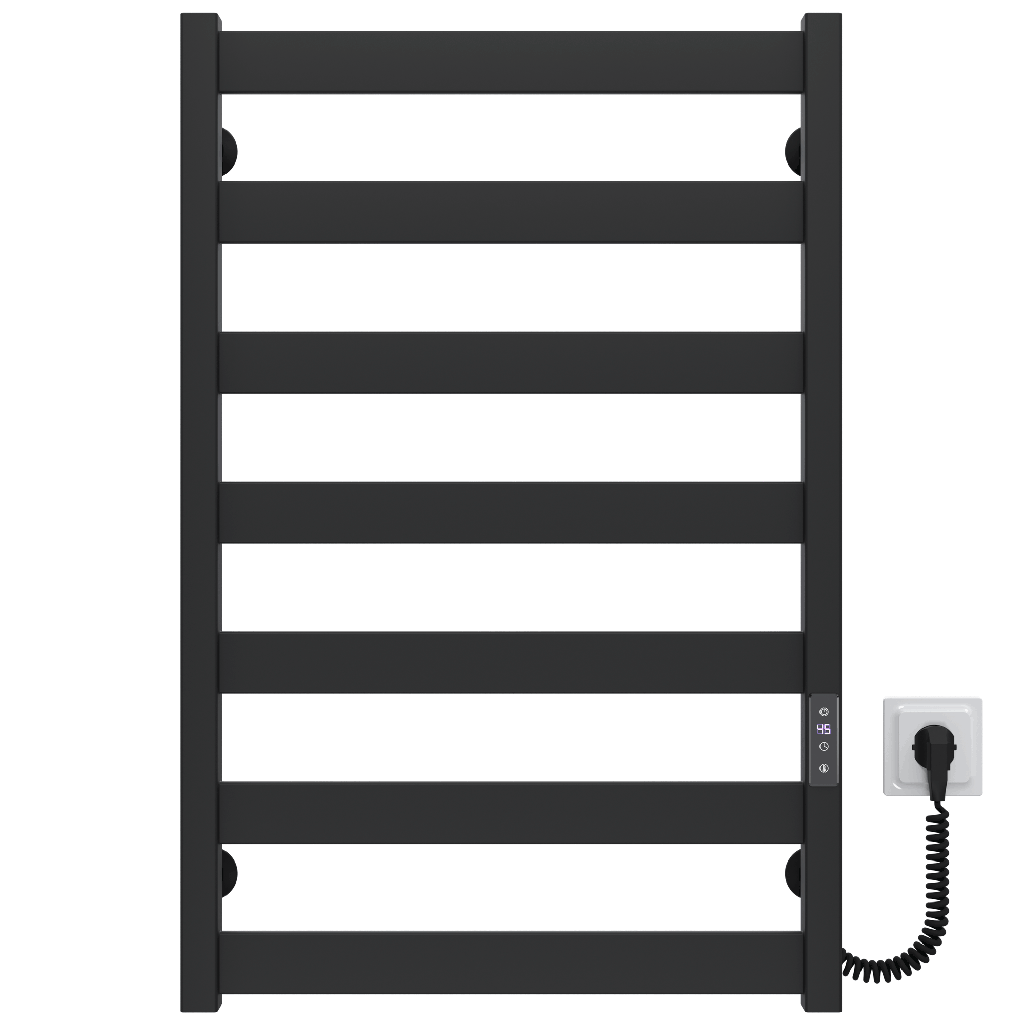 Полотенцесушитель электрический Deffi Silvia П7 JD04 правое подключение нержавеющая сталь 500х800 E мм Черный (A.SV.80.50.7.E.B.R.2)