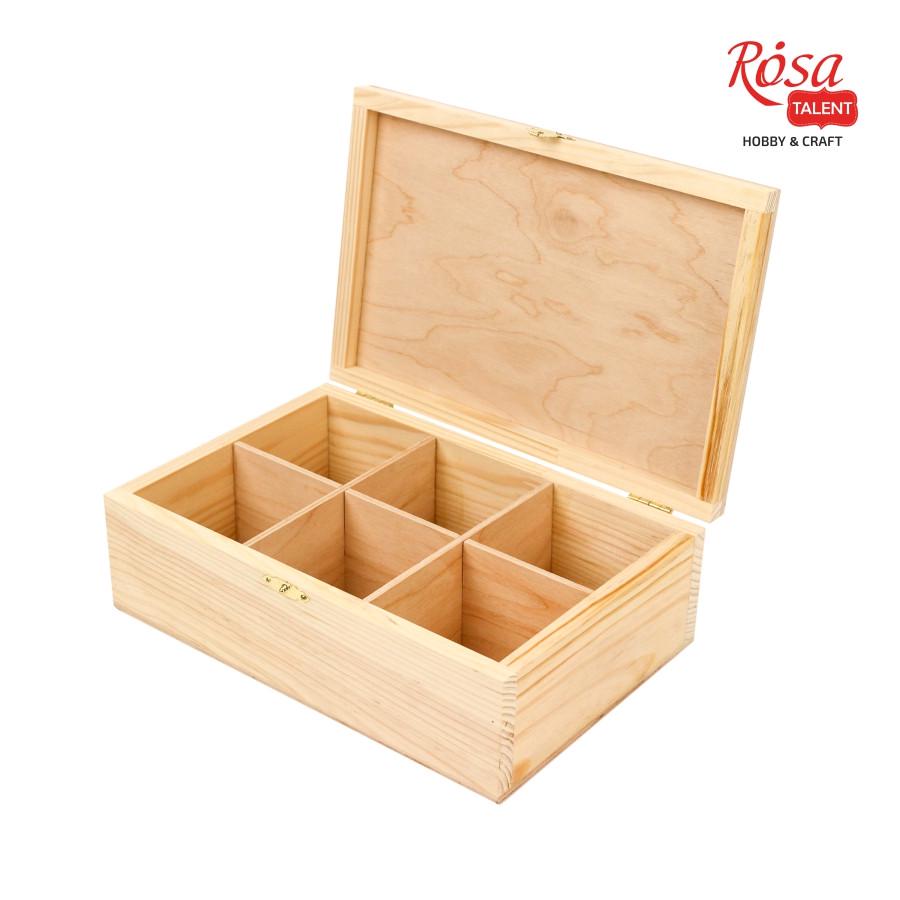 Заготовка для декупажа ROSA TALENT Ящик деревянный с замком 6 секции 24х16х8 см - фото 2 Заготовка для декупажа ROSA TALENT Ящик деревянный с замком 6 секции 24х16х8 см - фото 2