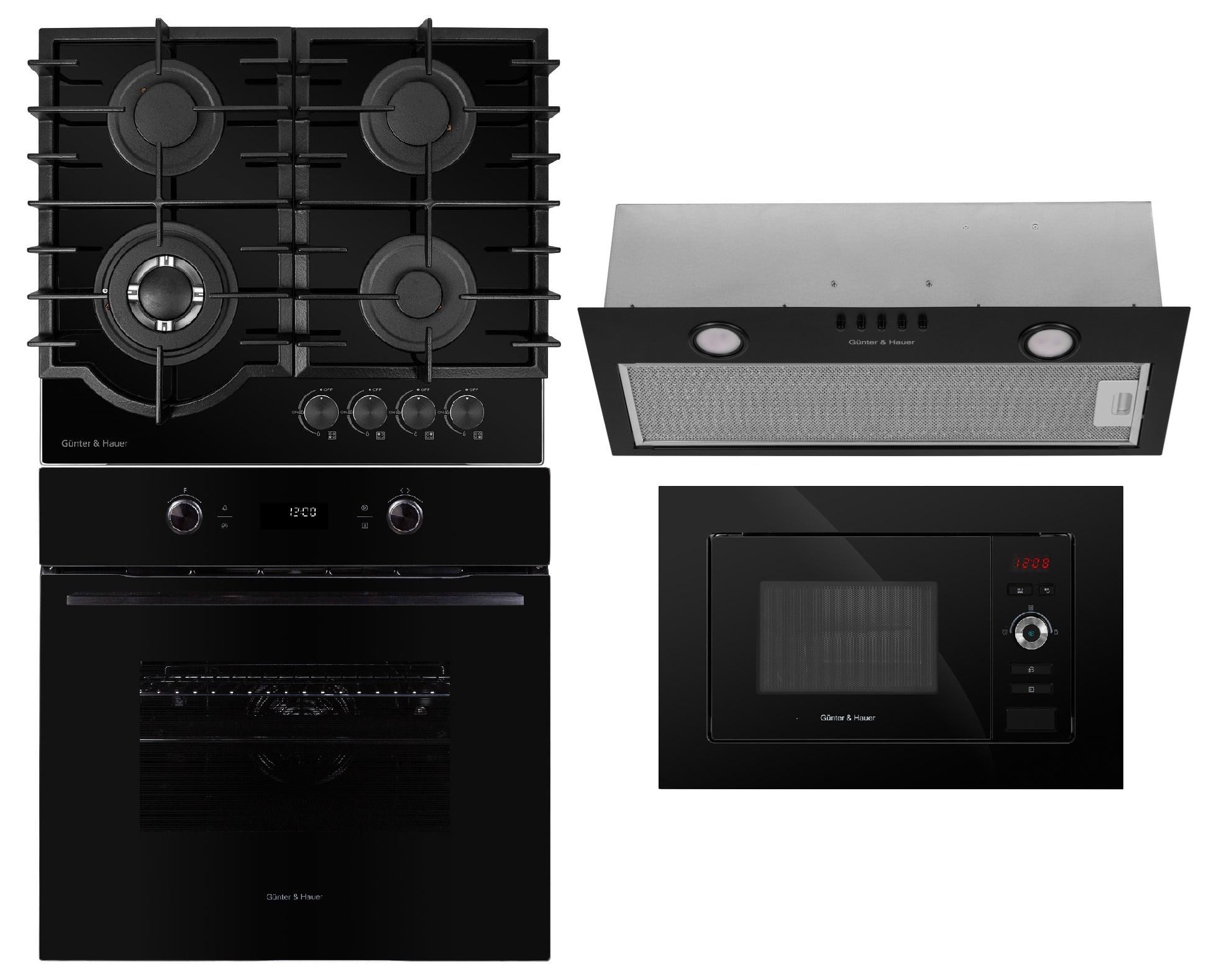 Комплект техники Gunter&Hauer духовой шкаф EOM 867WD/варочная поверхность газовая GL 644/вытяжка ATALA 60 BL/Микроволновая печь EOK 20 BL (74152)