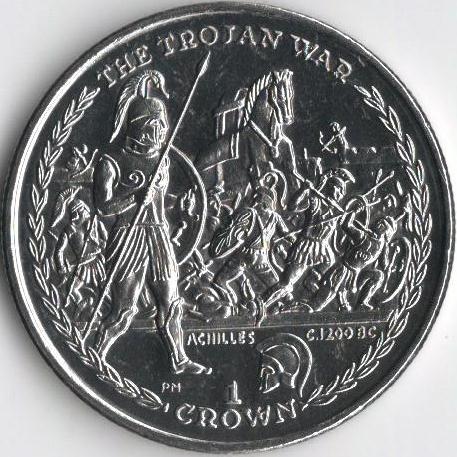 Коллекционная монета Остров Мэн 1 крона 2006 Троянская война UNC (KM#1296)