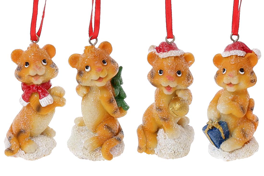 Новорічна підвіска BonaDi Тигреня 4 шт. (424-238)