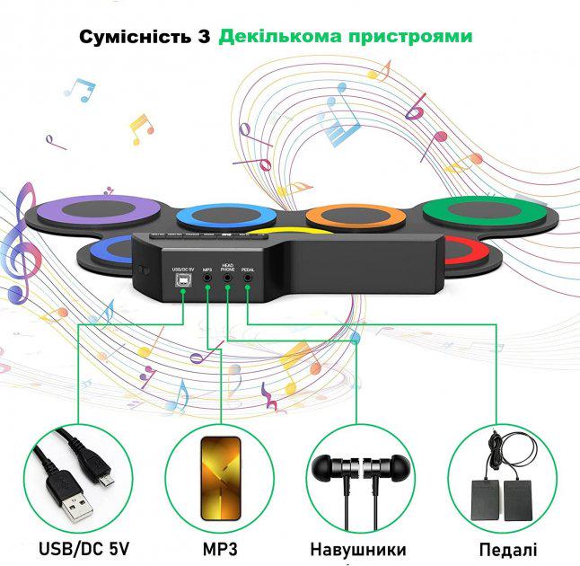 Электронные барабаны Electronic Drum Sets USB гибкие 7 пэдов - фото 7