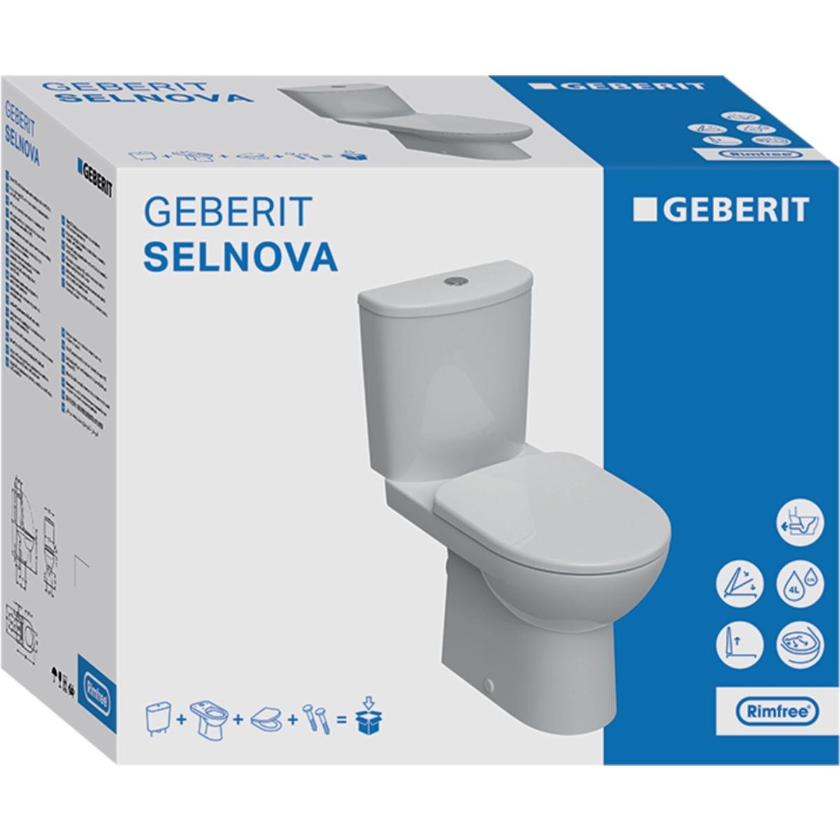 Унітаз-компакт підлоговий Geberit SELNOVA 501.753.00.1 безобідковий із кришкою (98755) - фото 3