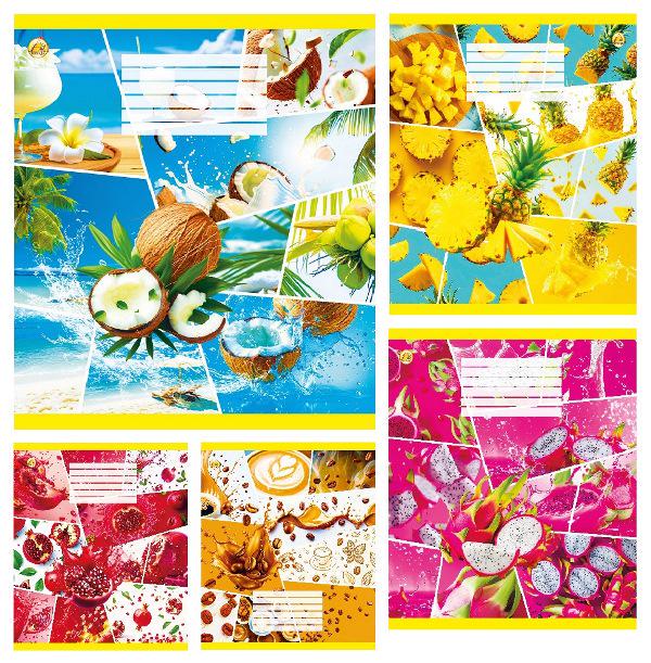 Зошити учнівські Тетрада Колаж 36 аркушів клітинка 20 шт. в упаковці