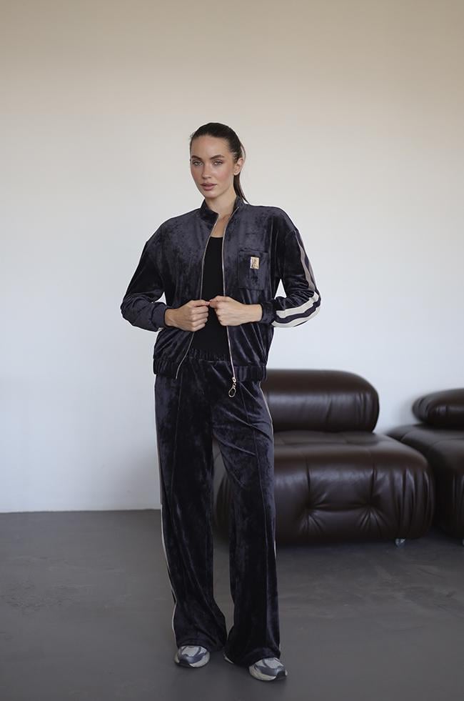 Костюм Lipar 4132 велюровый олимпийка/брюки р. 54 Синий (16957459)