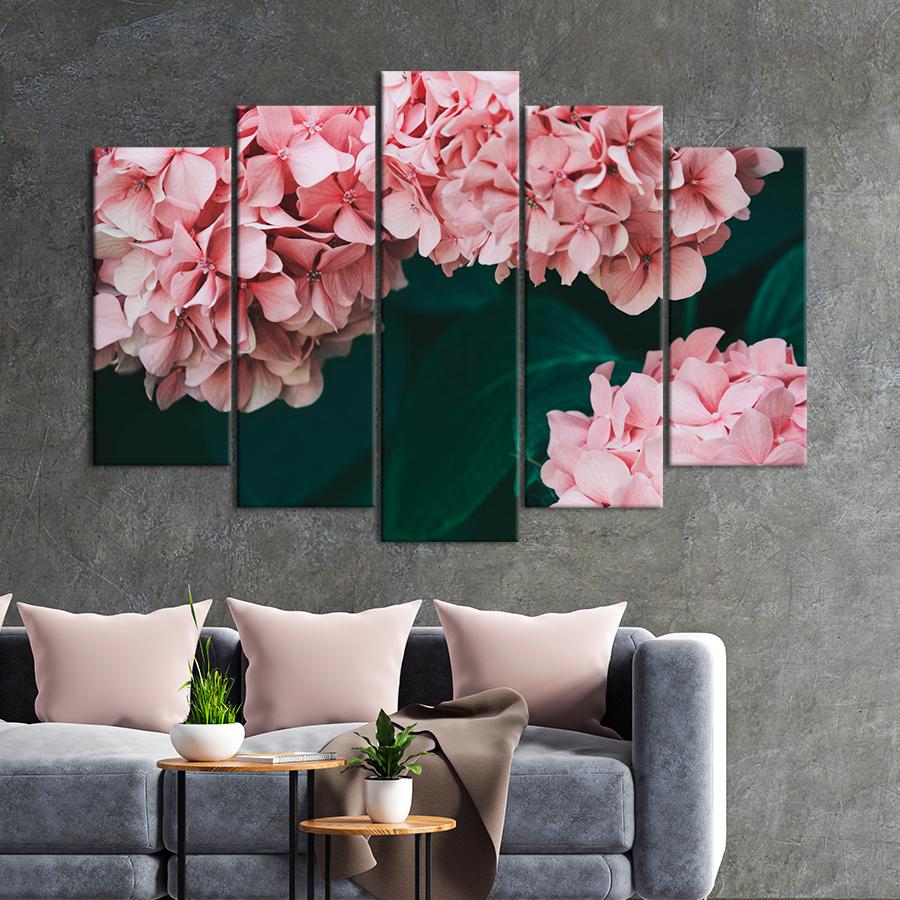 Картина цветы и растения Цветущая розовая гортензия 112x68 см (A1018-5)