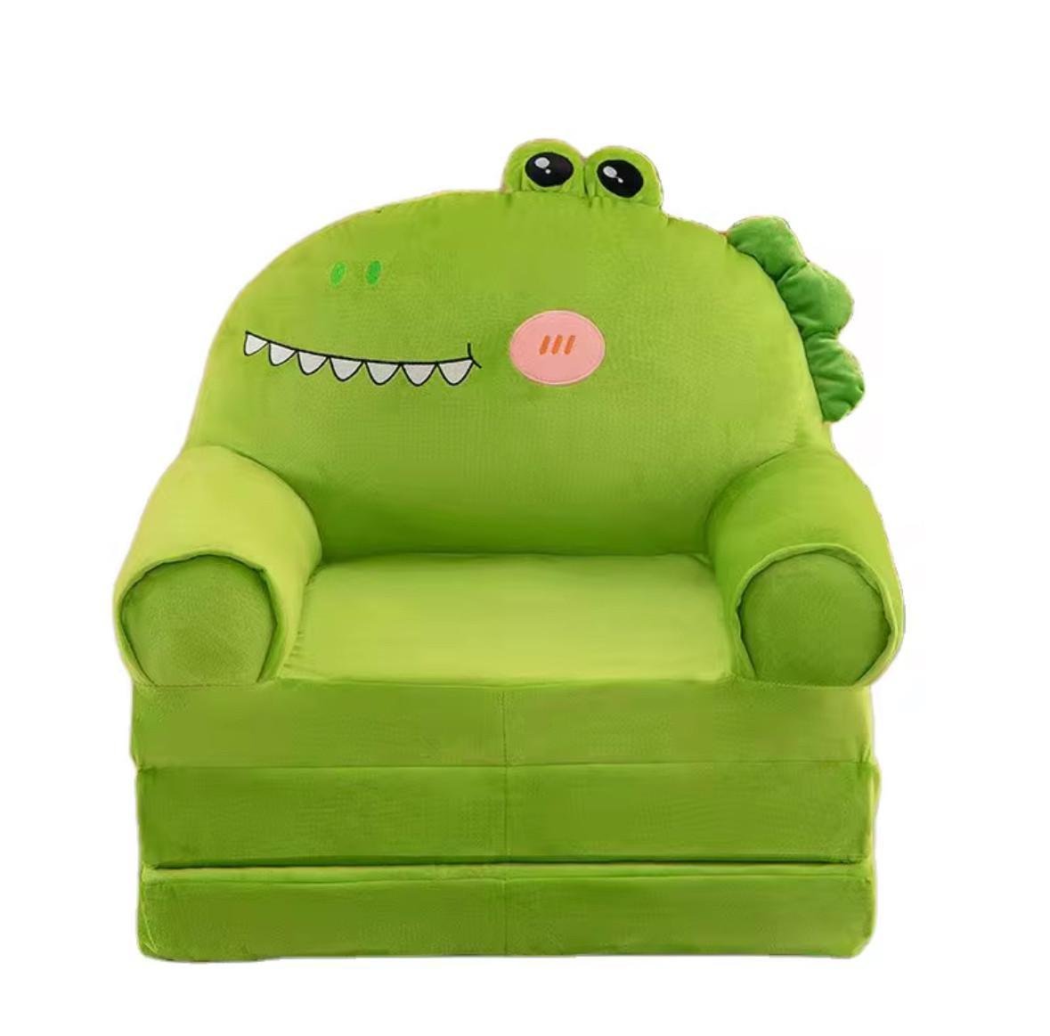 Детское кресло-кровать трансформер мягкое Динозавр 50 см Зеленый