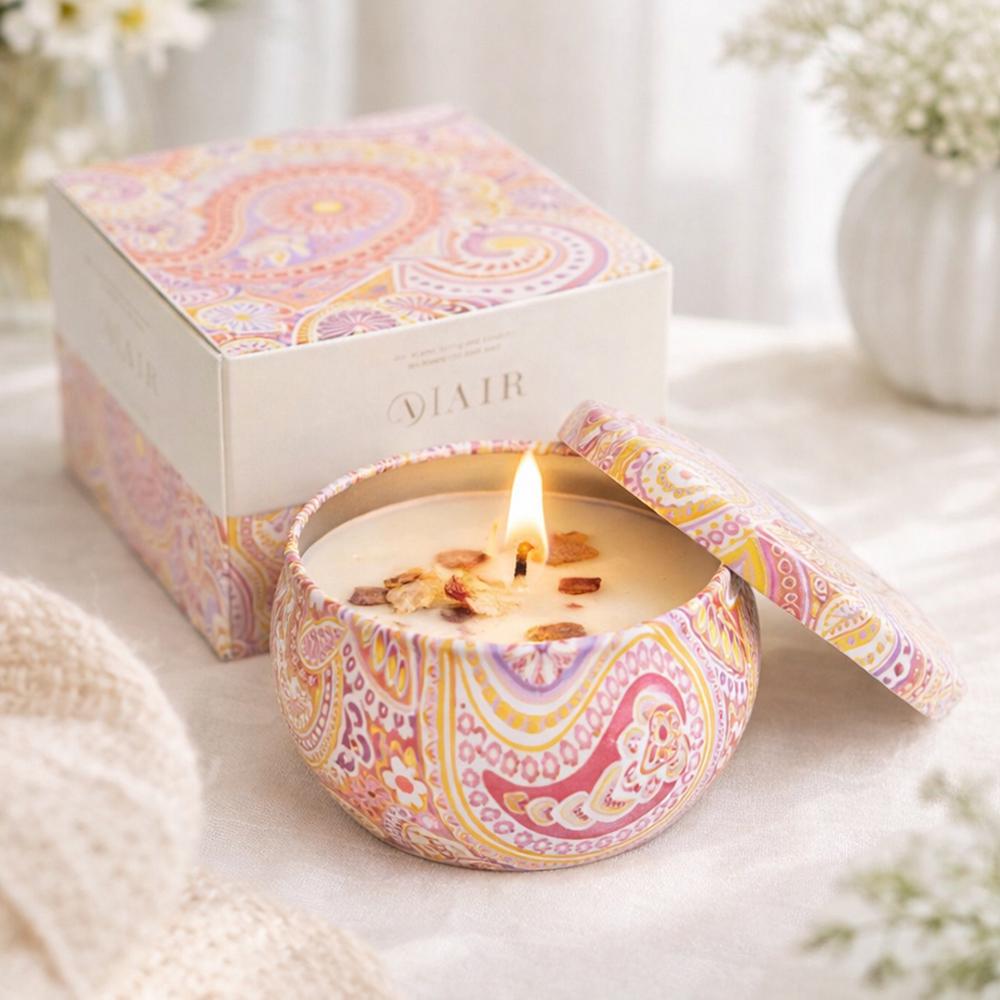 Аромасвеча в металлической баночке с крышкой 60 г 6x4 см Оранжевый (37-пом-124526)