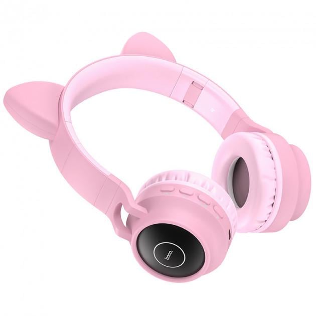 Наушники Bluetooth Hoco Cheerful Cat ear W 27 300 mAh Розовый (7dc9b650)