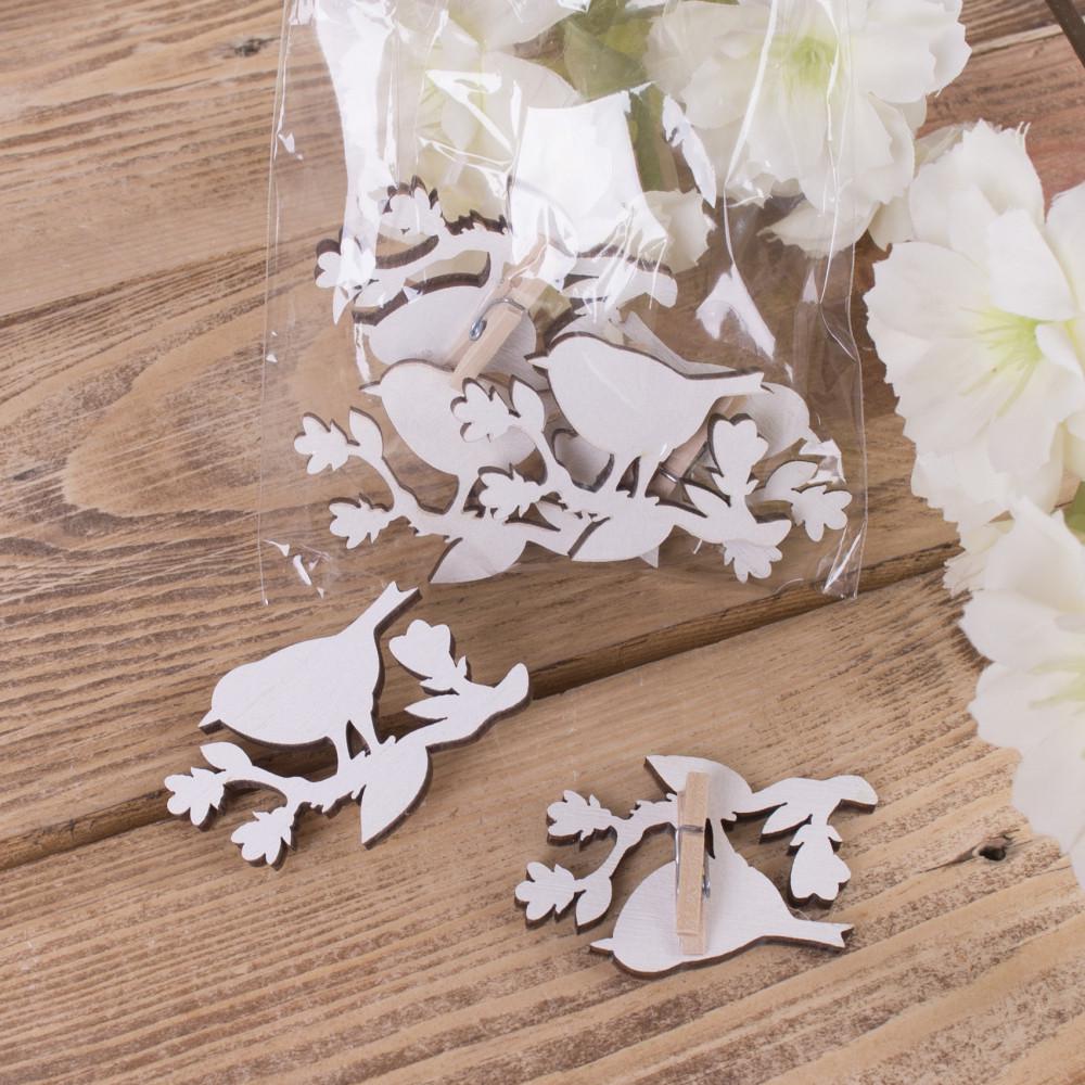 Прищіпки декоративні Пташки Білий (4757-22)