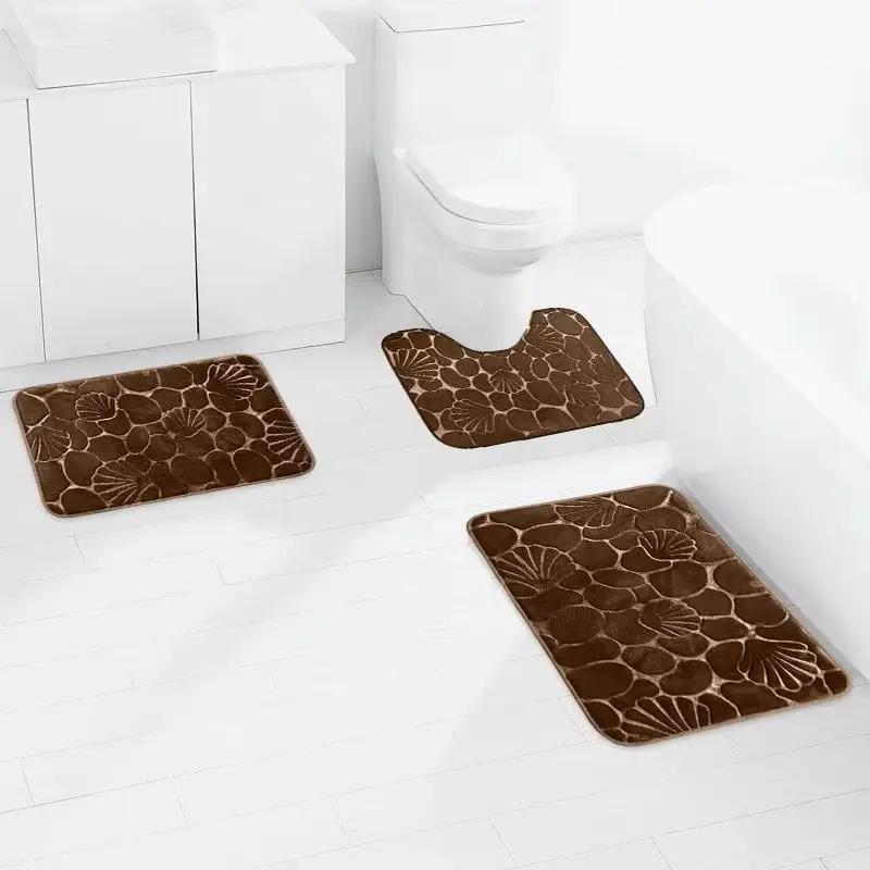 Набор ковриков для ванной и туалета Морской пляж с эффектом памяти 3 шт. Коричневый (7802519) - фото 3 Набор ковриков для ванной и туалета Морской пляж с эффектом памяти 3 шт. Коричневый (7802519) - фото 3