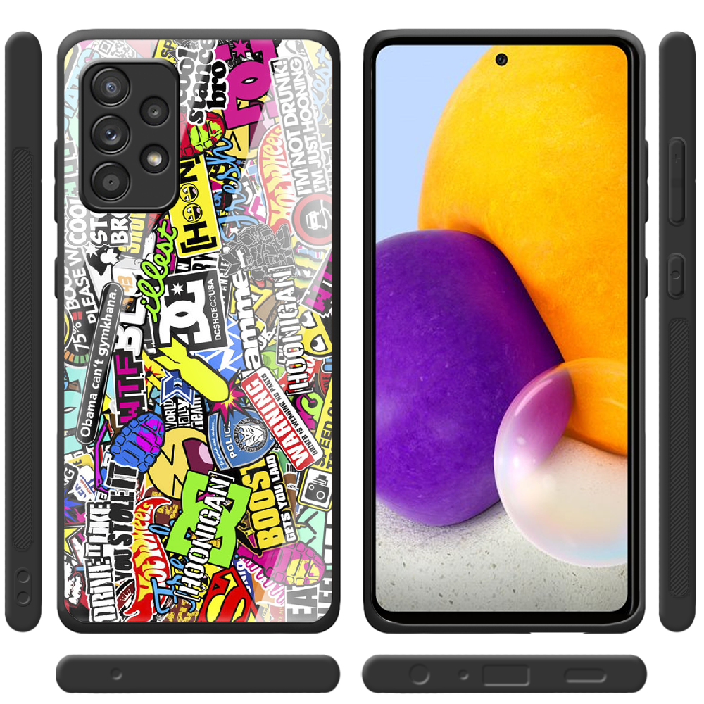 Чехол BoxFace Samsung A525 Galaxy A52 Multicolored Inscriptions Черный силикон со стеклом (42075-up880-42232) - фото 2