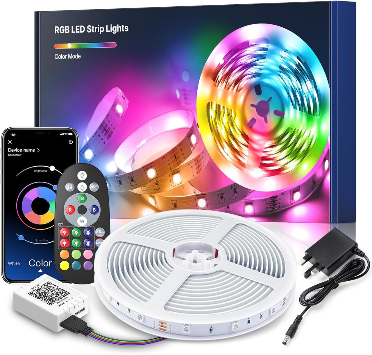 Стрічка світлодіодна Mexllex керування через застосунок RGB-підсвітка зі зміною кольору та ІЧ-пультом 10 м