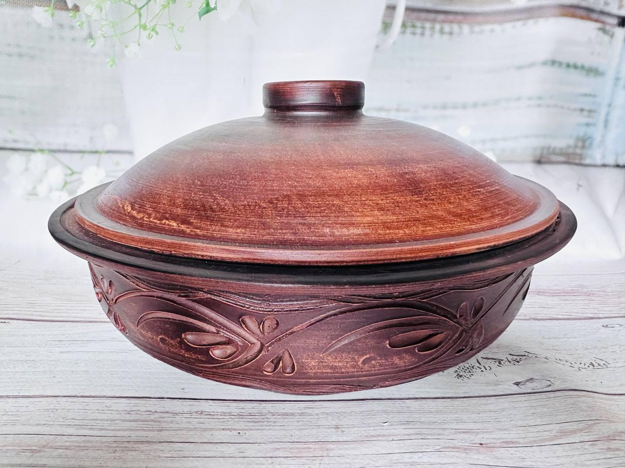 Жаровня глиняна шашличниця різьблена 4,5 л (2379667862)