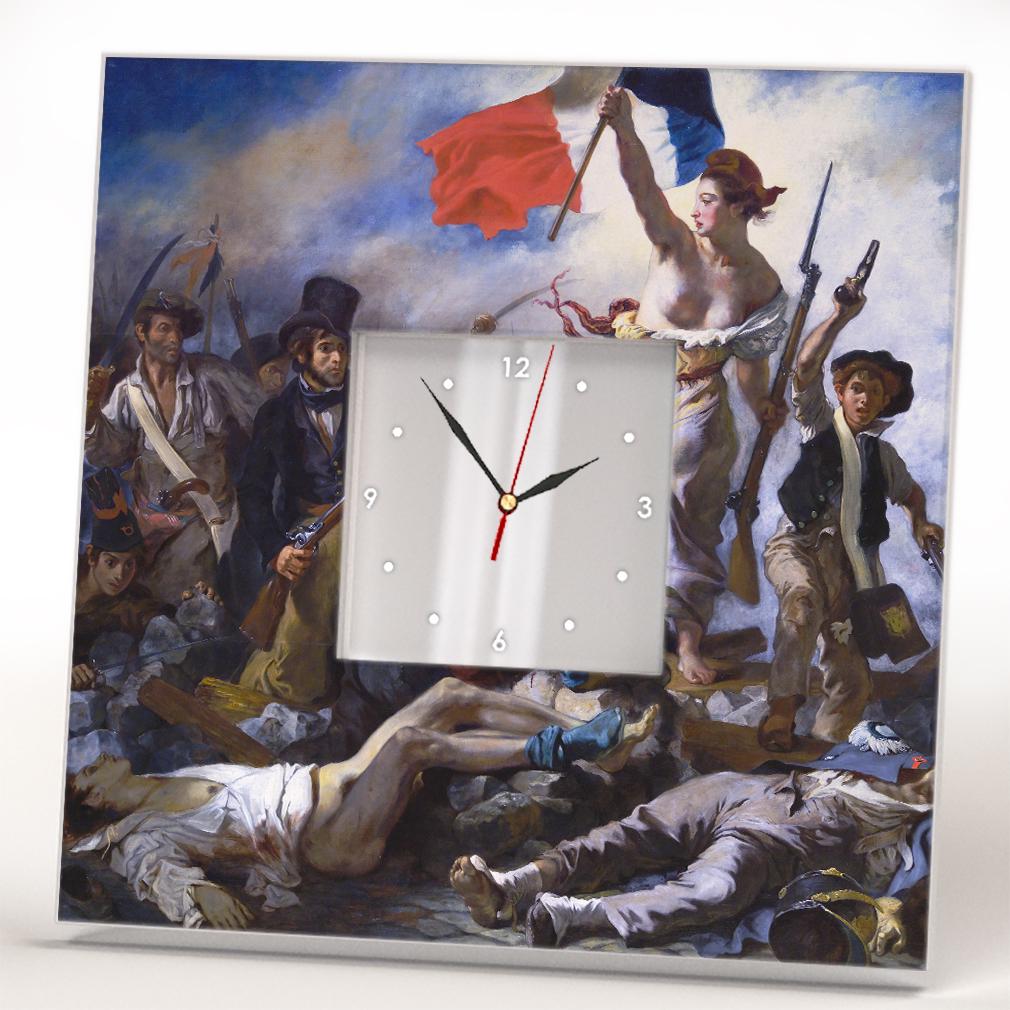 Часы картина "Свобода, ведущая народ" Эжен Делакруа 260x260 мм (C04378)