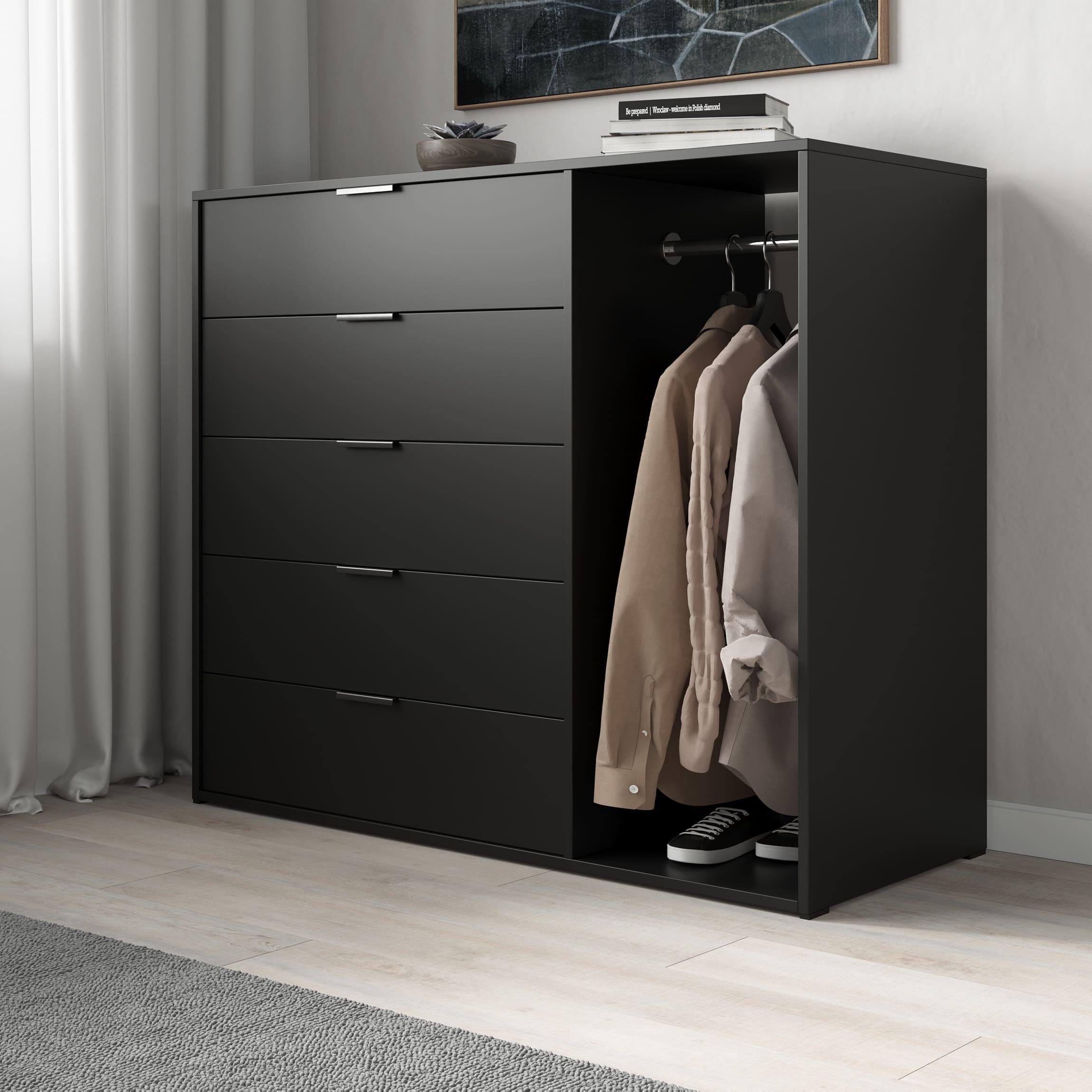 Комод на 5 ящиків та штангою Чорний (380276) Комод на 5 ящиків та штангою Чорний (380276)