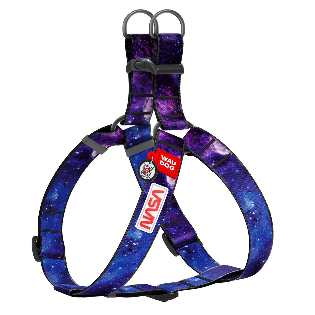 Шлей для собак Waudog Nylon с QR паспортом NASA21 пластиковый фастекс XL (324-0148)