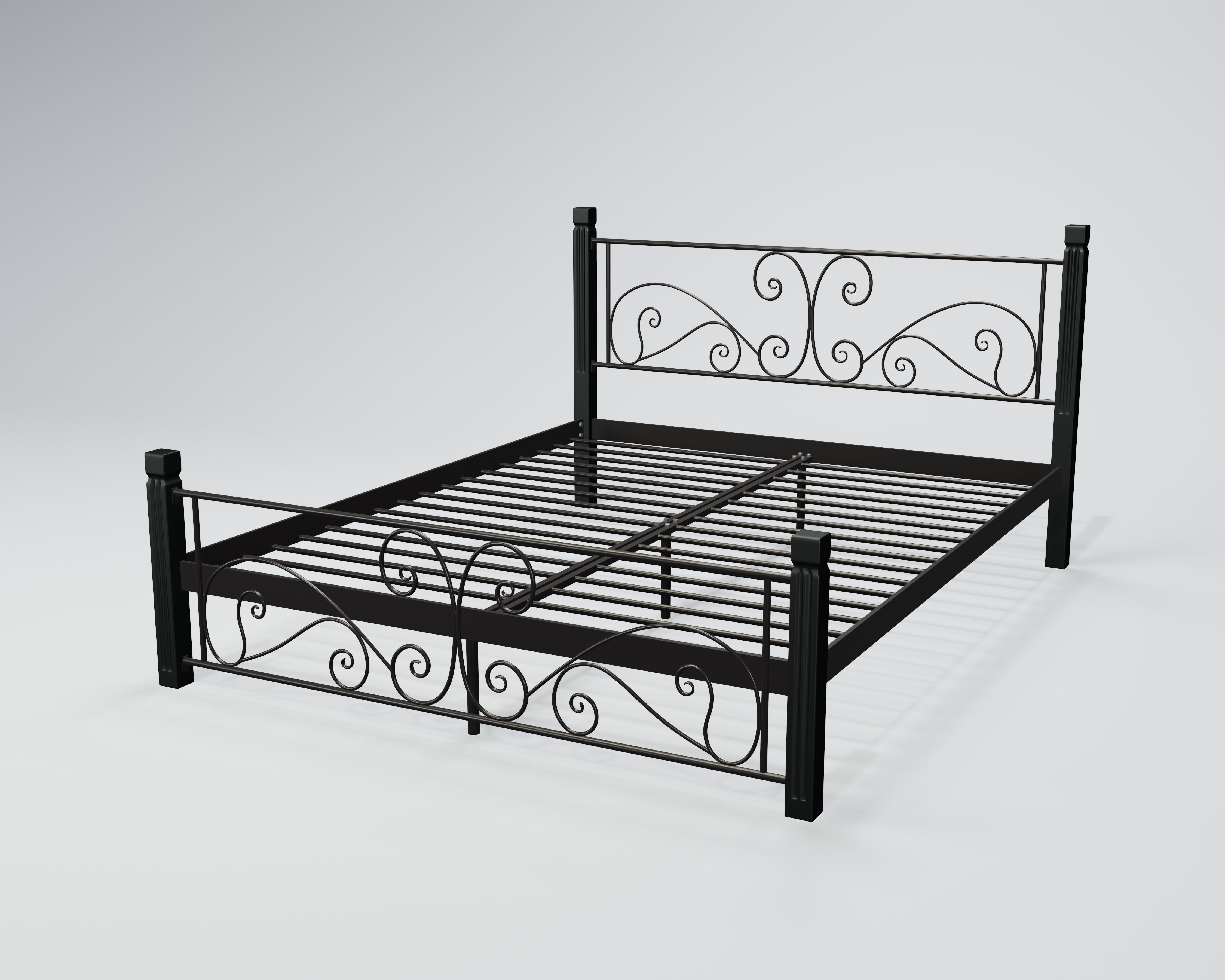 Кровать металлическая Нарцисс 180x200 см Черный глянец