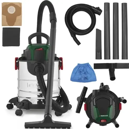 Пылесос промышленный Parkside PWD B2 1300W металлический сухая/влажная уборка 20 л (580829) - фото 4 Пылесос промышленный Parkside PWD B2 1300W металлический сухая/влажная уборка 20 л (580829) - фото 4