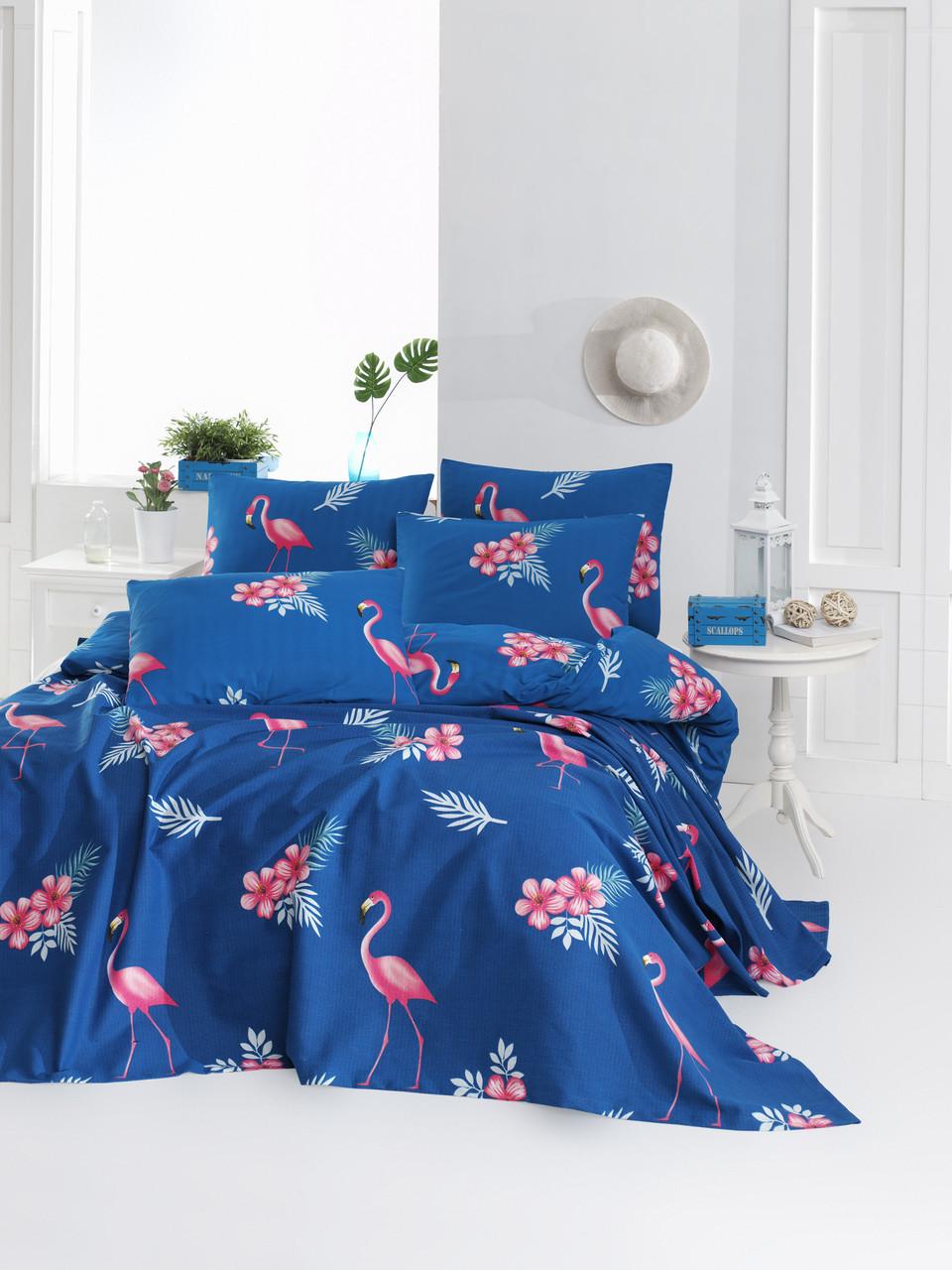 Покривало піке Lotus Home Perfect Flamingo 160х235 Блакитний (svt-2000022271349)