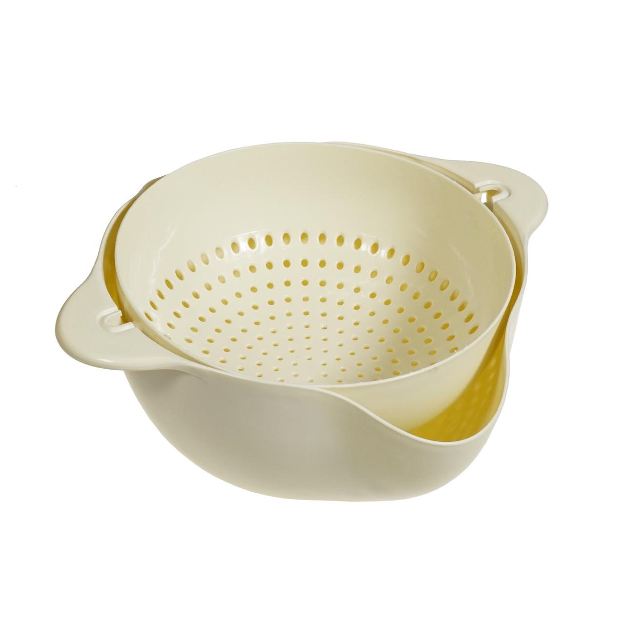 Дуршлаг Wellamart двойной для мытья и просушивания фруктов Бежевый (57540002) Дуршлаг Wellamart двойной для мытья и просушивания фруктов Бежевый (57540002)