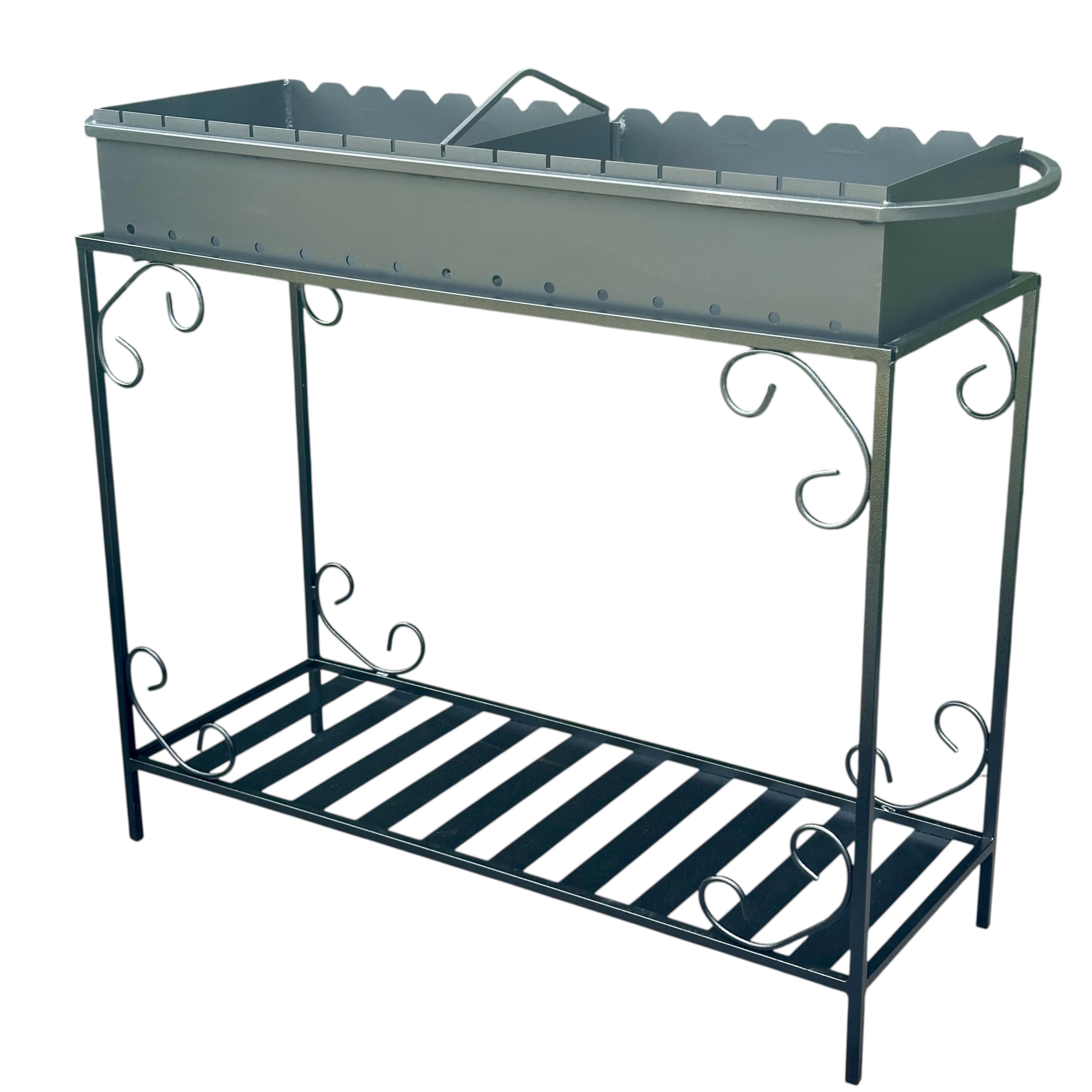 Мангал на дровнице Mzavod Гефест стальной с перегородкой для жаровни на 15 шампуров 4 мм Черный (136-17-1030610100004)