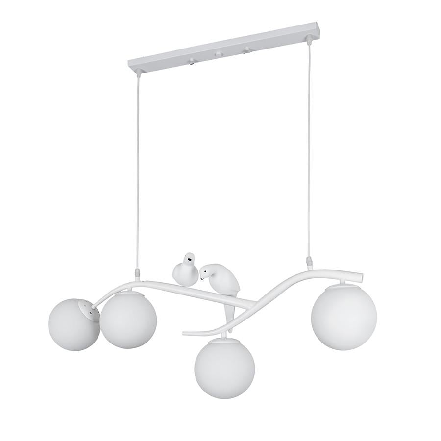 Люстра подвесная Levistella 756PR7104-4 на 4 стеклянных плафонах и птичками Белый (2345030729)